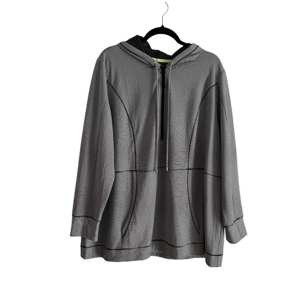 Catherines Sz 1X 18/20W Striped Athleisure Long Sleeve 1/4 Zip Pullover Hoodie